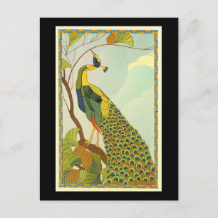Viennese Art Nouveau Peacock Briefkaart