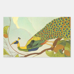 Viennese Art Nouveau Peacock Rechthoekige Sticker
