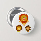 'Viens ! ! ' Badge Bouton trois mignons Lions Cart (Devant & derrière)