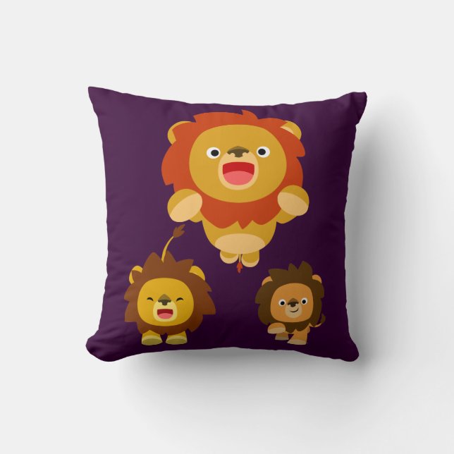 'Viens ! ' Trois mignons Coussin de Lions Cartoon (Recto)