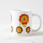 'Viens ! ! ' Trois mignons Lions Cartoon Jumbo Mug (Droite)