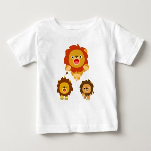 'Viens ! ! ' Trois mignons T-shirt Lions Cartoon B (Devant)