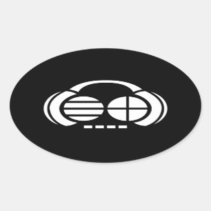 Vier4ths (Ovaal Sticker) - Witte Logo op Zwart Ovale Sticker