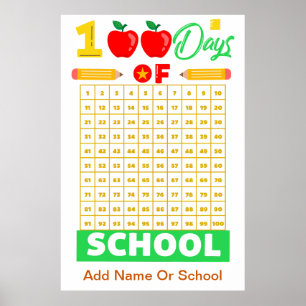 Vier 100 dagen school met een leuke telling poster