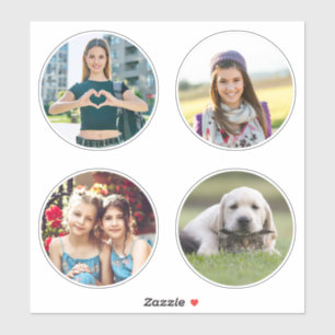 Vier 3,5" ronde familiefoto's sticker