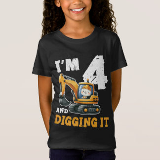Vier 4 jaar 4e verjaardag bouw jongen 4 jaar oud t-shirt