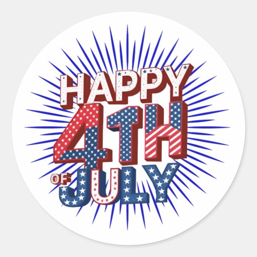 Vier 4 juli met Patriottische USA Design Ronde Sticker (Voorkant)