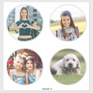 Vier 6" cirkel familiefoto's sticker