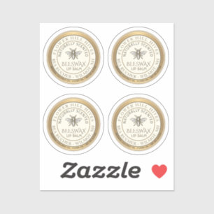 Vier 7/8-inch bijenwas- lip-etiketten Waterdicht Sticker