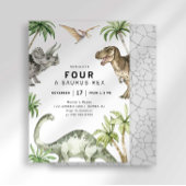 Vier A-Saurus-Rex dinosaurus verjaardagsuitnodigin Kaart