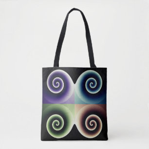 Vier Abstracte kleurenspiralen Draagtas