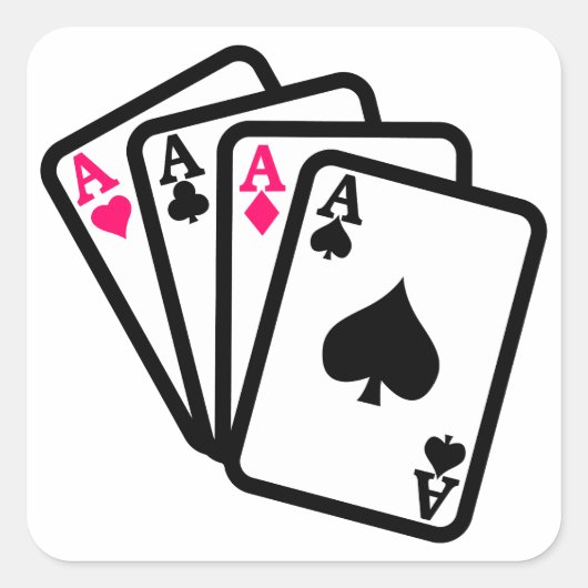 Vier Aces Vierkante Sticker (Voorkant)