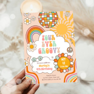 Vier altijd Groovy Feest Retro 70s Regenboog Verja Kaart