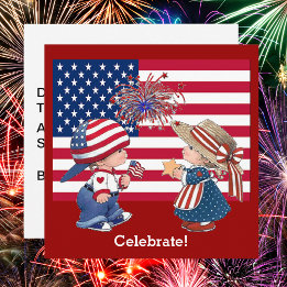 Vier Amerikaanse Flag Party Uitnodiging