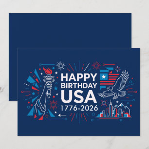 Vier Amerika's 250ste verjaardag V2 Feestdagenkaart