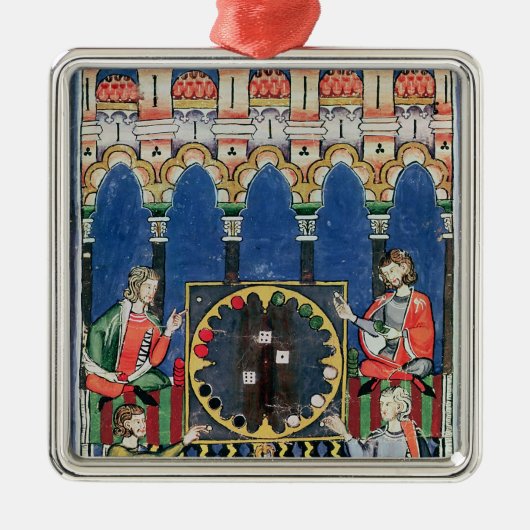 Vier Arabische backgammaspelers Metalen Ornament (Voorkant)