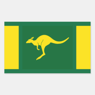 VIER Aussie Kleuren Kangoeroe Rechthoekige Sticker