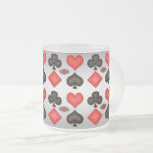 Vier Azen Speelkaarten Mok Zilveren Achtergrond (Voorkant rechts)