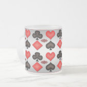 Vier Azen Speelkaarten Mok Zilveren Achtergrond (Voorkant links)