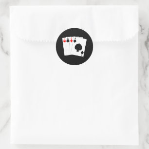 Vier azen zwart ronde sticker