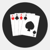 Vier azen zwart ronde sticker (Voorkant)