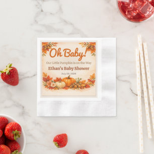 Vier babyfeesten met rustig herfstpompom servet