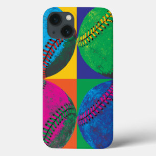 Vier Baseballs in Verschillende Kleuren iPhone 13 Hoesje
