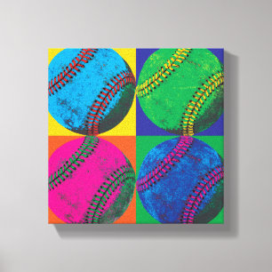 Vier basisballen in Verschillende Kleuren Canvas Afdruk