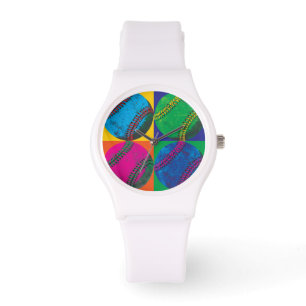 Vier basisballen in Verschillende Kleuren Horloge