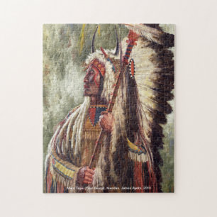Vier Beren, Native American Warrior Chief puzzle Legpuzzel