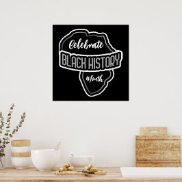 Vier Black History Maand op zwart Poster