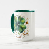 Vier Blad Klaver Groen en Goud St Patrick's Day Mok (Voorkant links)