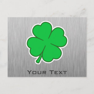 Vier bladklaver; metaal briefkaart