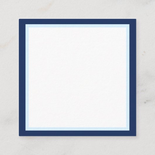 Vier blauwe liefdesvogels als volkskunst en blauwe vierkante visitekaartje (Achterkant)