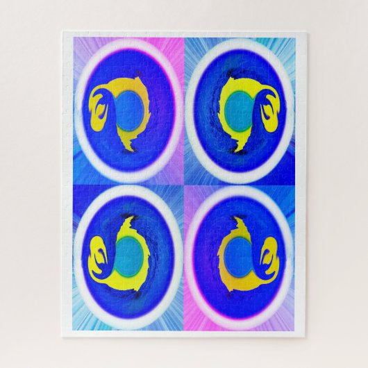 Vier blauwe manen kunst legpuzzel (Verticaal)