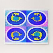 Vier blauwe manen kunst legpuzzel (Horizontaal)