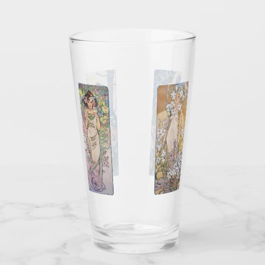 Vier bloemen, Alphonse Mucha Glas (Voorkant)