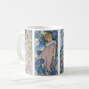 Vier bloemen, Alphonse Mucha Koffiemok
