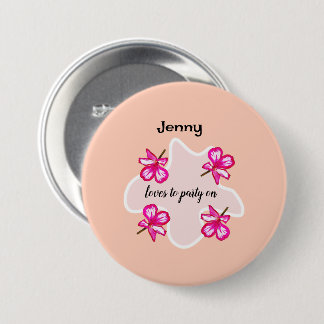 Vier bloemen roze bloemen ronde button 7,6 cm