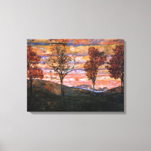 Vier bomen canvas afdruk
