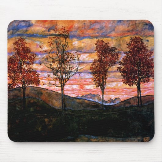 Vier bomen door Egon Schiele Muismat (Voorkant)