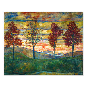 Vier bomen Egon Schiele Foto Afdruk