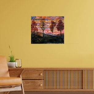 Vier bomen, kunst van Egon Schiele, Poster
