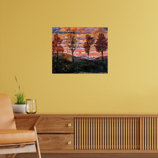 Vier bomen, kunst van Egon Schiele, Poster (Woonkamer 2)