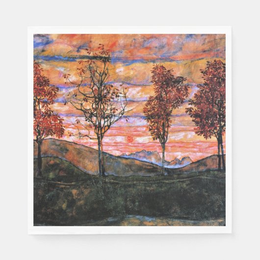 Vier bomen, kunst van Egon Schiele, Servet (Voorkant)