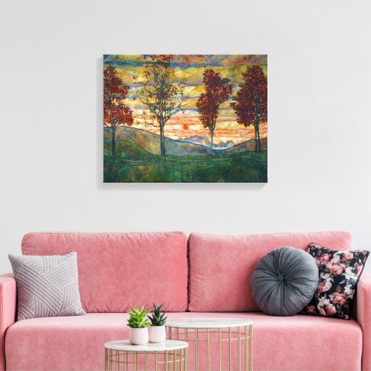 Vier bomen (landschapskunst) (van Egon Schiele) Canvas Afdruk (Insitu (Woonkamer))