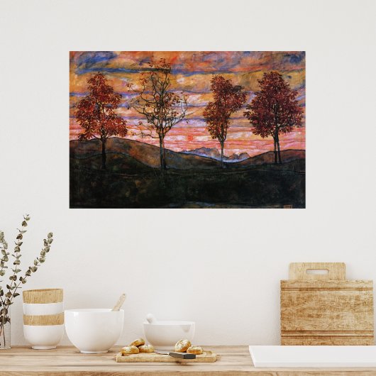 Vier bomen poster (Keuken)