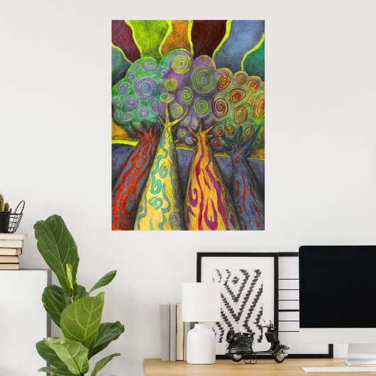 Vier bomen poster (Thuiskantoor)