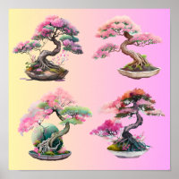 Vier bonsai bomen