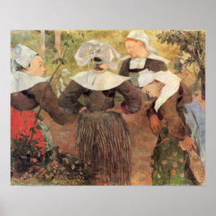 Vier Bretonvrouwen door Paul Gauguin Poster
